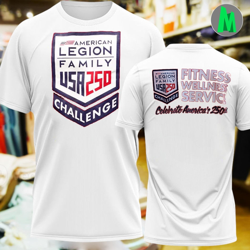 American Legion Family USA 250th Challenge Fitness - Adult & Kids T-Shirts, Sweatshirts & Hoodies apparel design preview 1