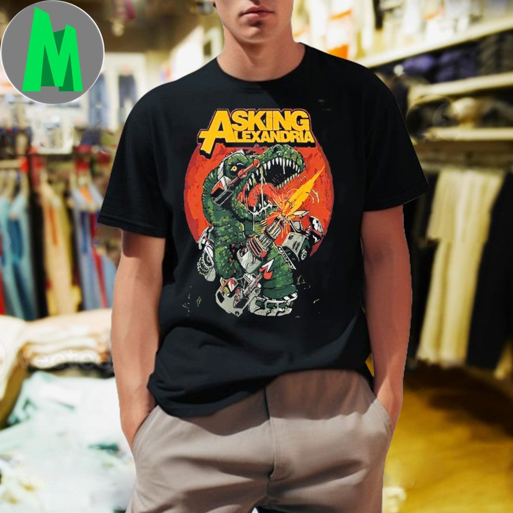 Asking Alexandria Dino Robot Lightning Graphic - Adult & Kids T-Shirts, Sweatshirts & Hoodies apparel design preview 1