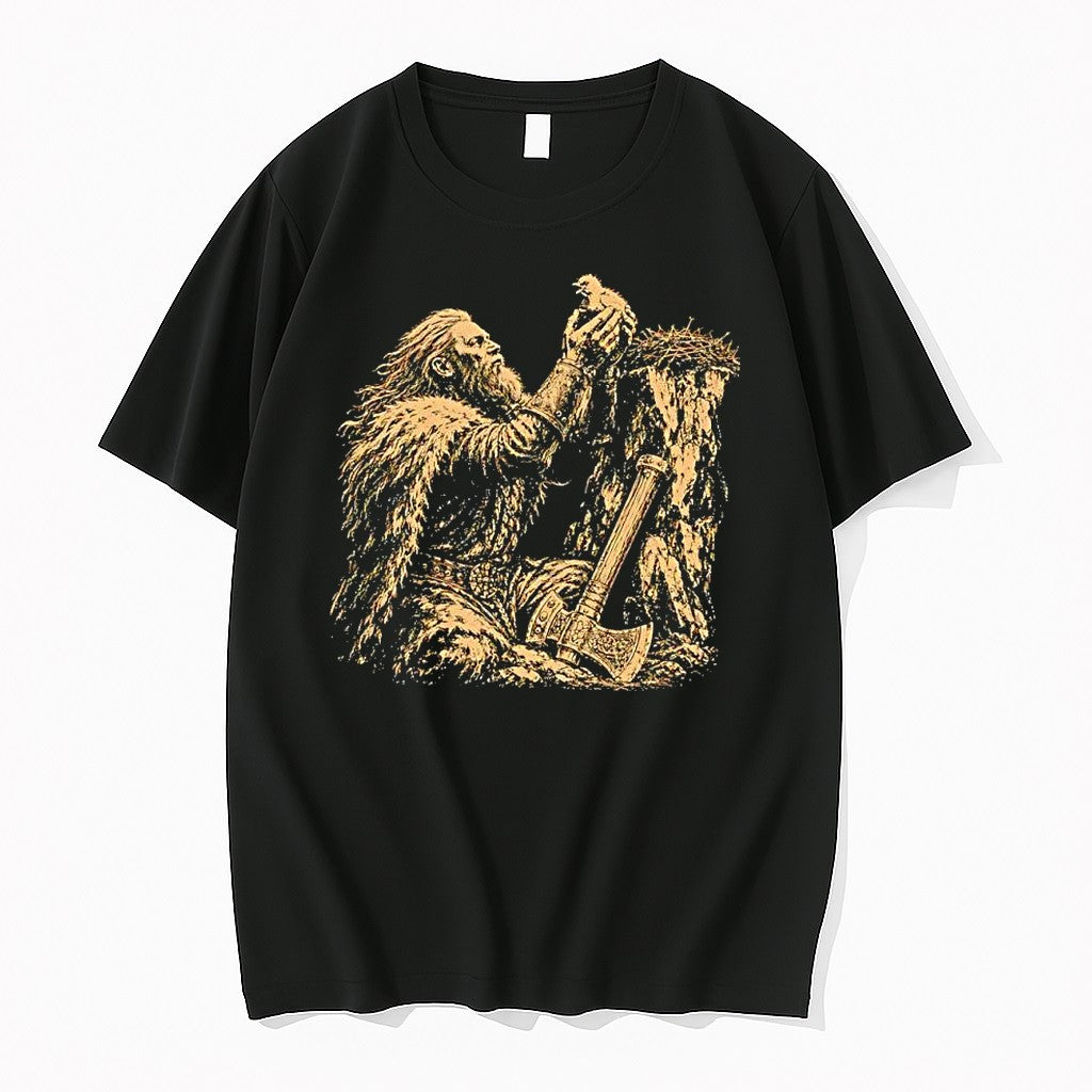 Official Bearded Warrior Holding Bird With Axe Jpg - Adult & Kids T-Shirts, Sweatshirts & Hoodies apparel design preview 1