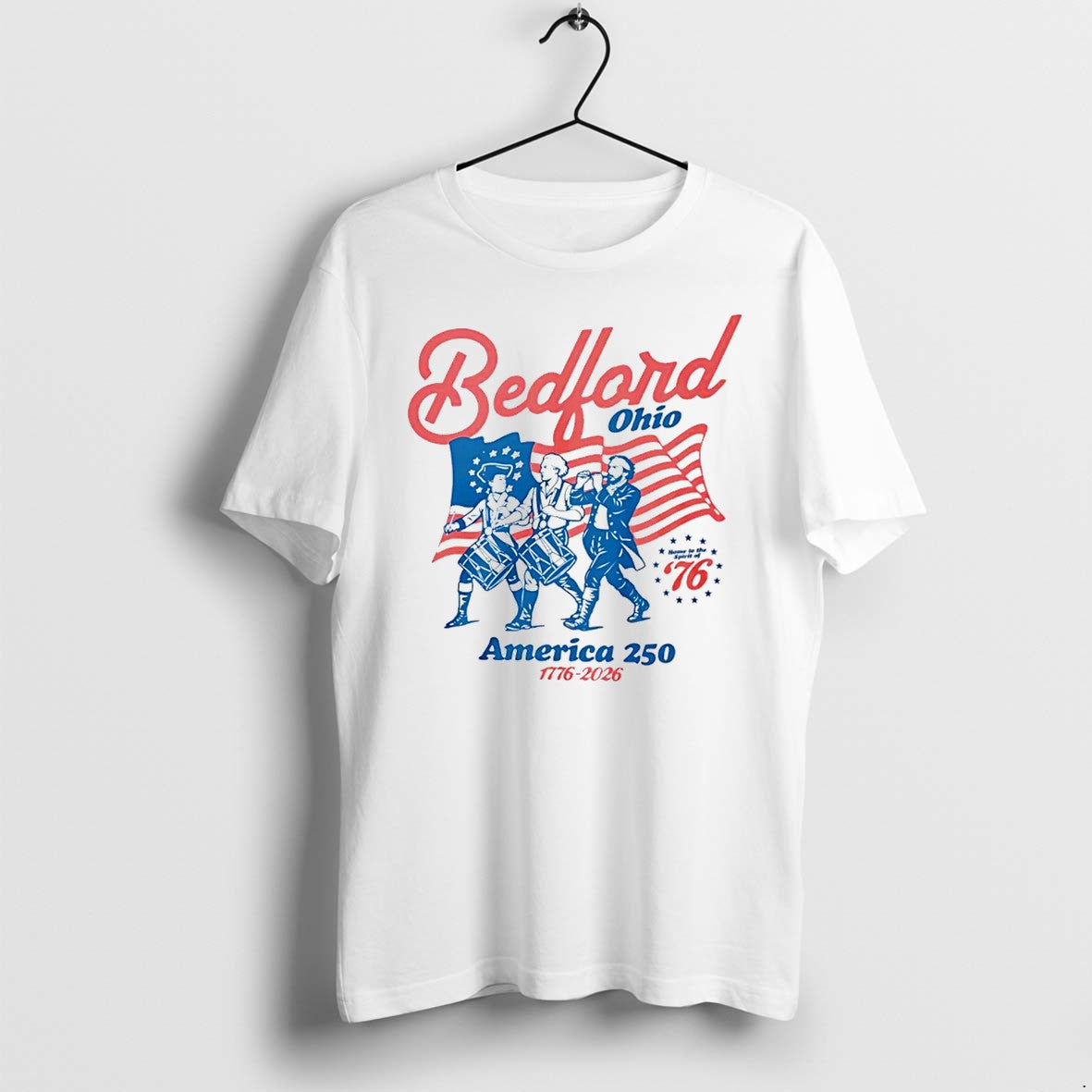 Official Bedford Ohio America 250 Spirit Of 76 Niche - Adult & Kids T-Shirts, Sweatshirts & Hoodies apparel design preview 1
