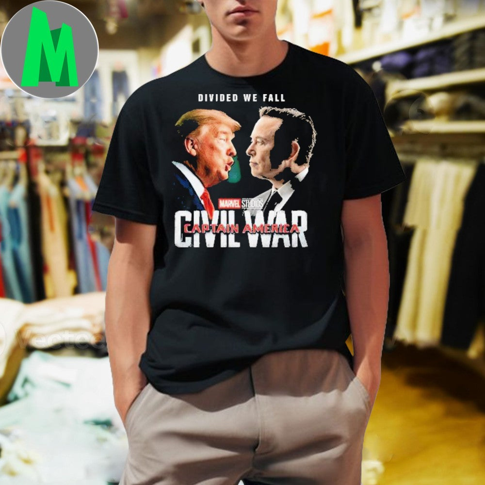 Black Donald Trump vs Elon Musk Civil War Parody - Adult & Kids T-Shirts, Sweatshirts & Hoodies apparel design preview 1