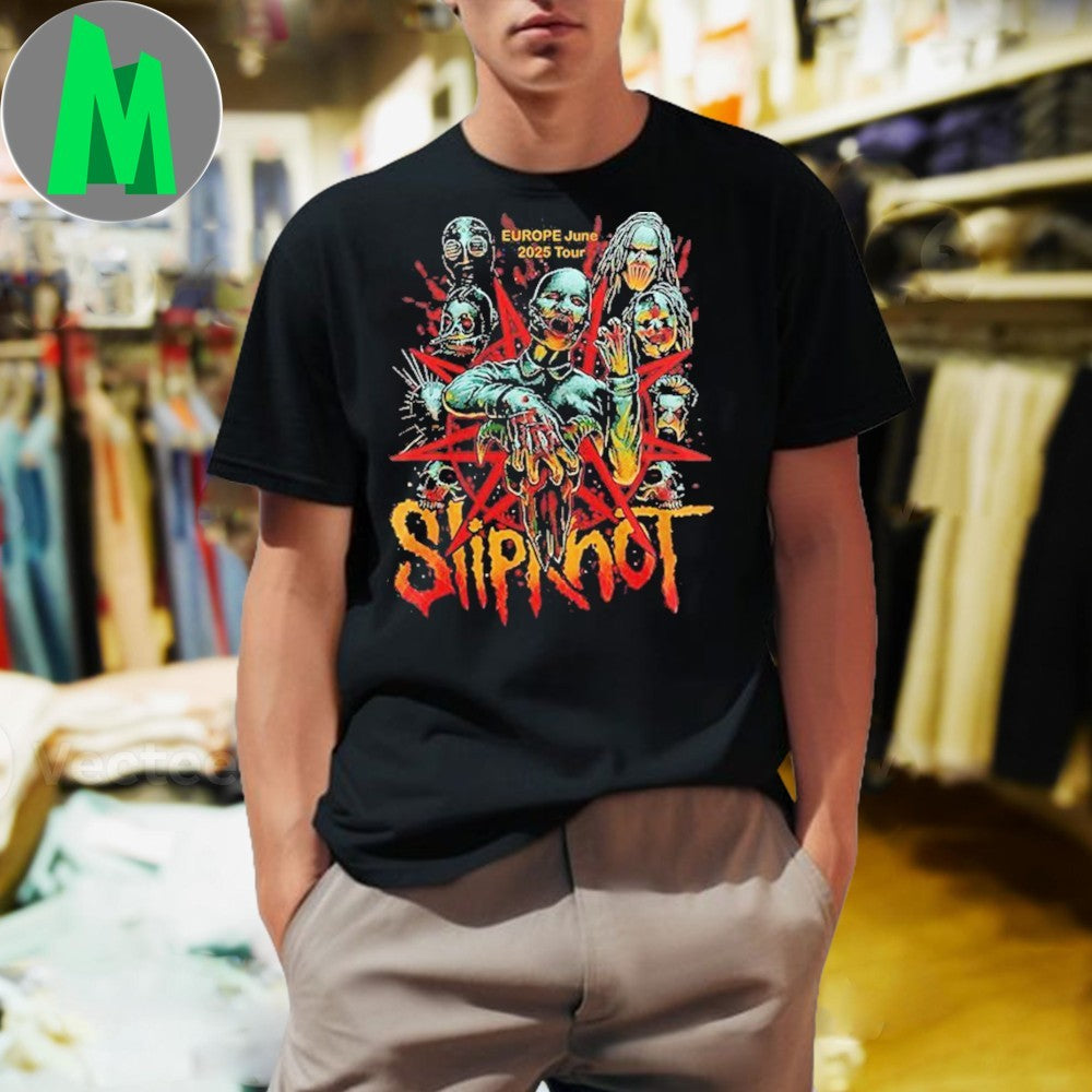 Black Slipknot Europe Tour 2025 Graphic - Adult & Kids T-Shirts, Sweatshirts & Hoodies apparel design preview 1
