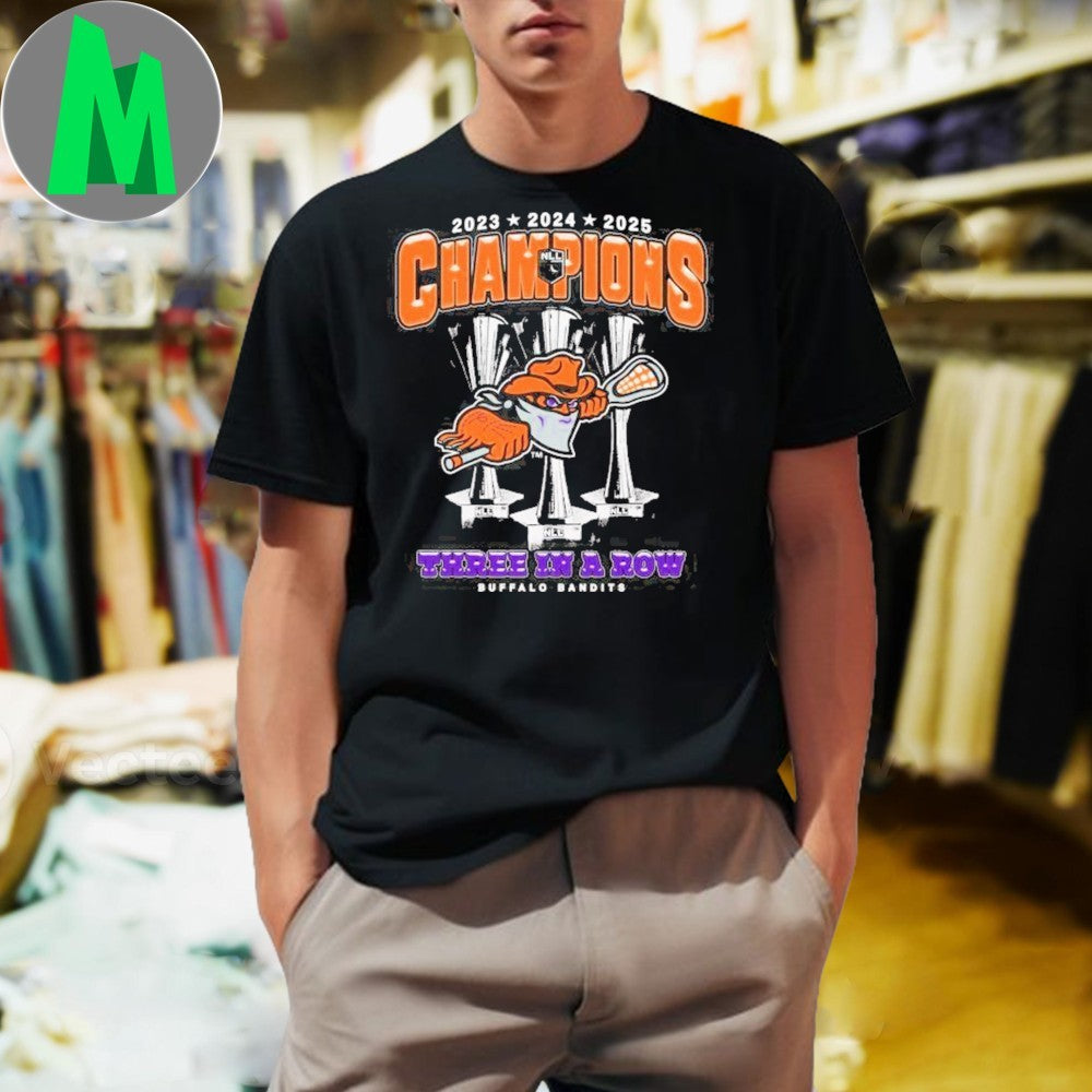 Buffalo Bandits Three In A Row NLL 2023 2024 2025 - Adult & Kids T-Shirts, Sweatshirts & Hoodies apparel design preview 1