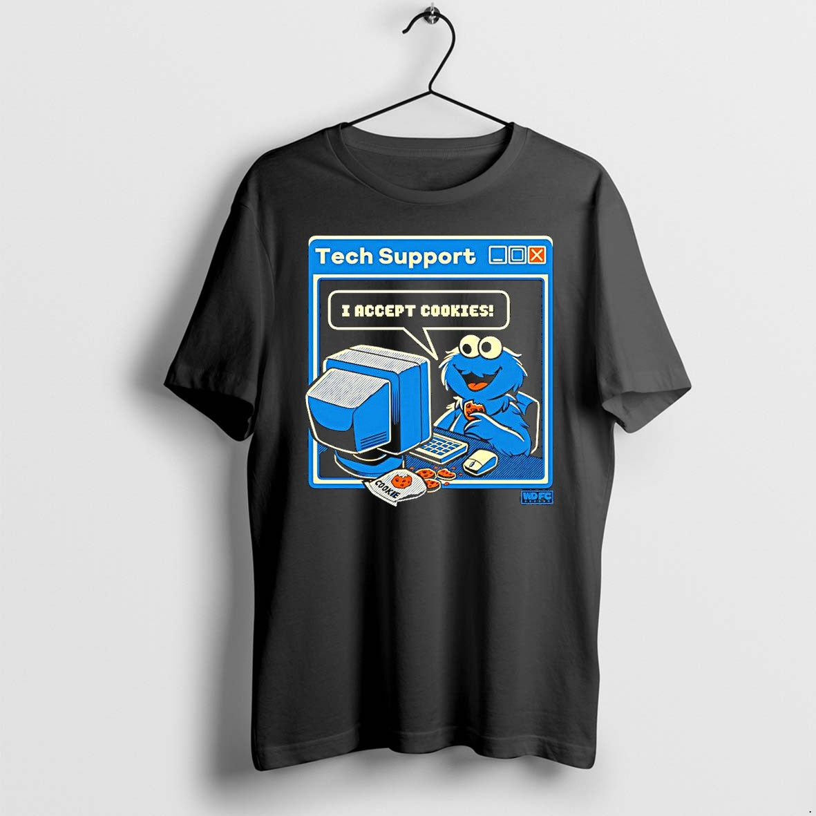 Official Cookie Monster I Accept Cookies Tech Support - Adult & Kids T-Shirts, Sweatshirts & Hoodies apparel design preview 1