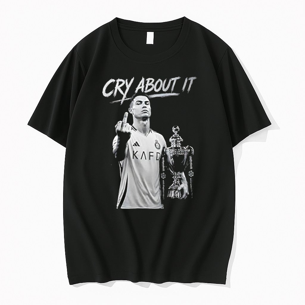 Official Cristiano Ronaldo Middle Finger Cry About It - Adult & Kids T-Shirts, Sweatshirts & Hoodies apparel design preview 1