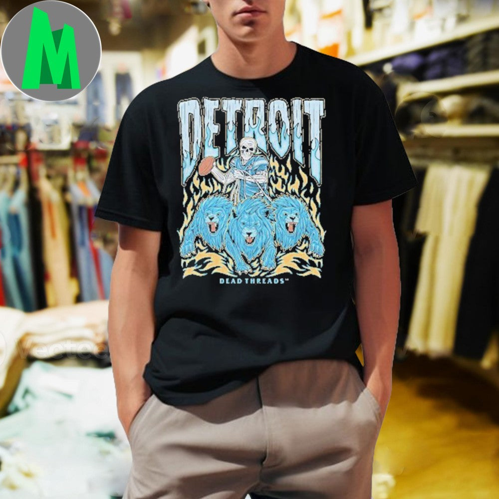 Detroit Lions Football Skeleton Vintage - Adult & Kids T-Shirts, Sweatshirts & Hoodies apparel design preview 1
