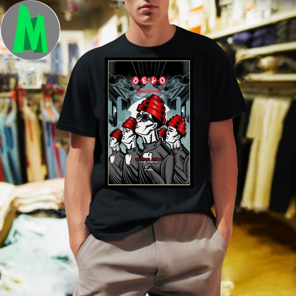 Devo Detroit, Michigan 2025 Tour Poster - Adult & Kids T-Shirts, Sweatshirts & Hoodies apparel design preview 1