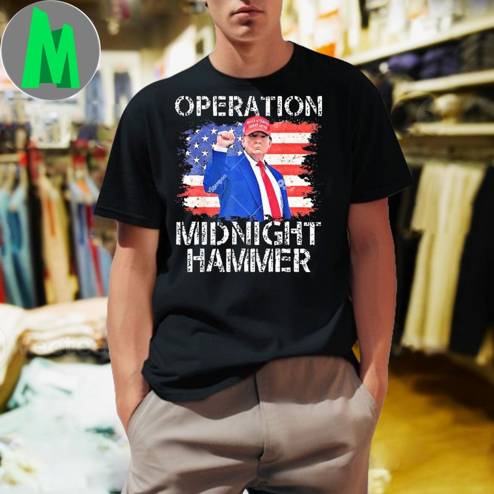 Donald Trump Operation Midnight Hammer American Flag - Adult & Kids T-Shirts, Sweatshirts & Hoodies apparel design preview 1