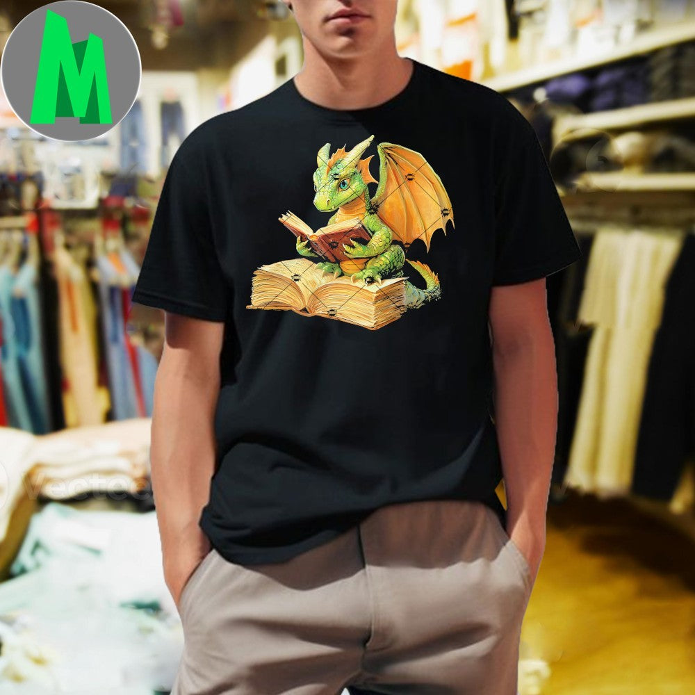 Dragon Bookworm Reading Book - Adult & Kids T-Shirts, Sweatshirts & Hoodies apparel design preview 1