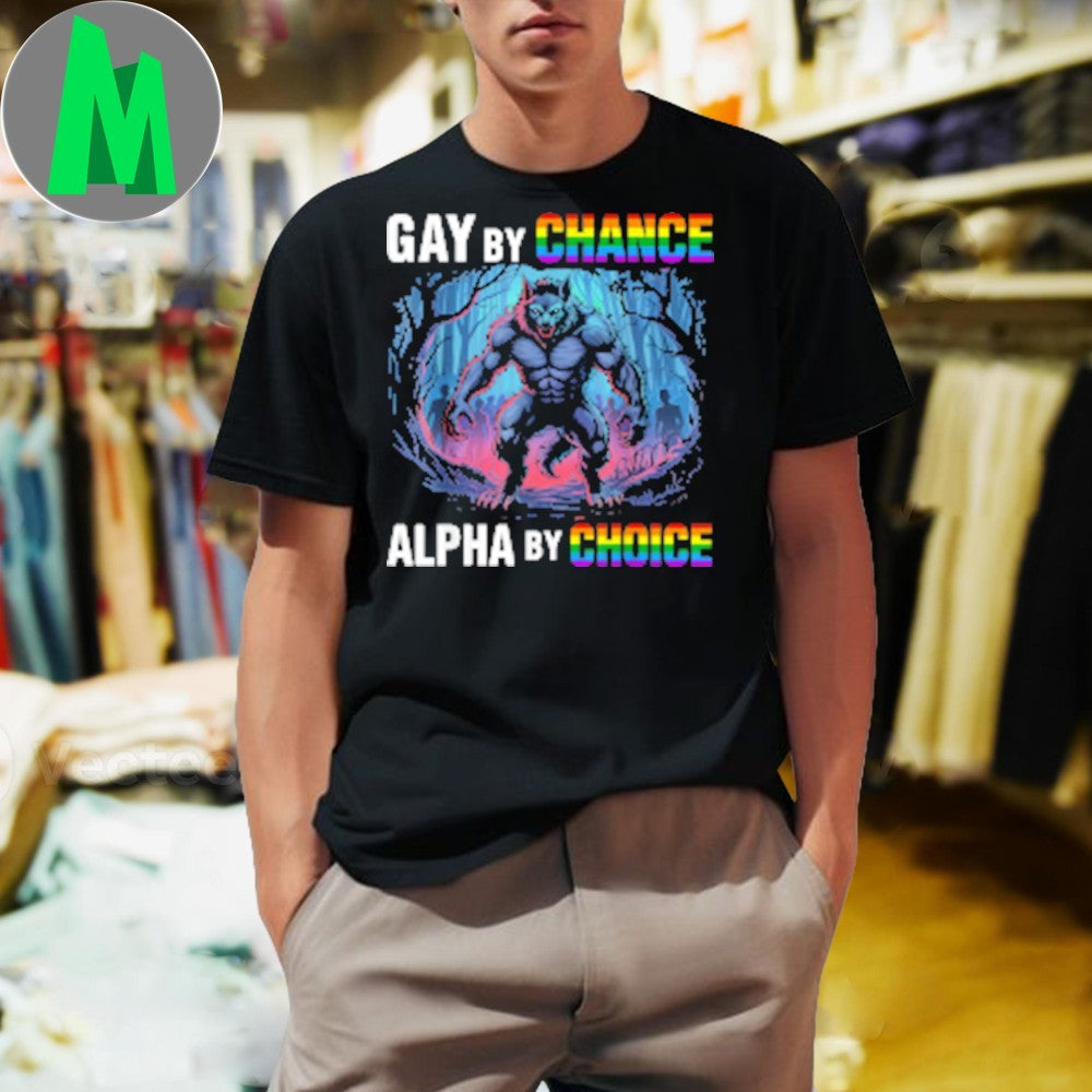 Gay By Chance Alpha Choice Vintage Wolf Graphic Pride - Adult & Kids T-Shirts, Sweatshirts & Hoodies apparel design preview 1