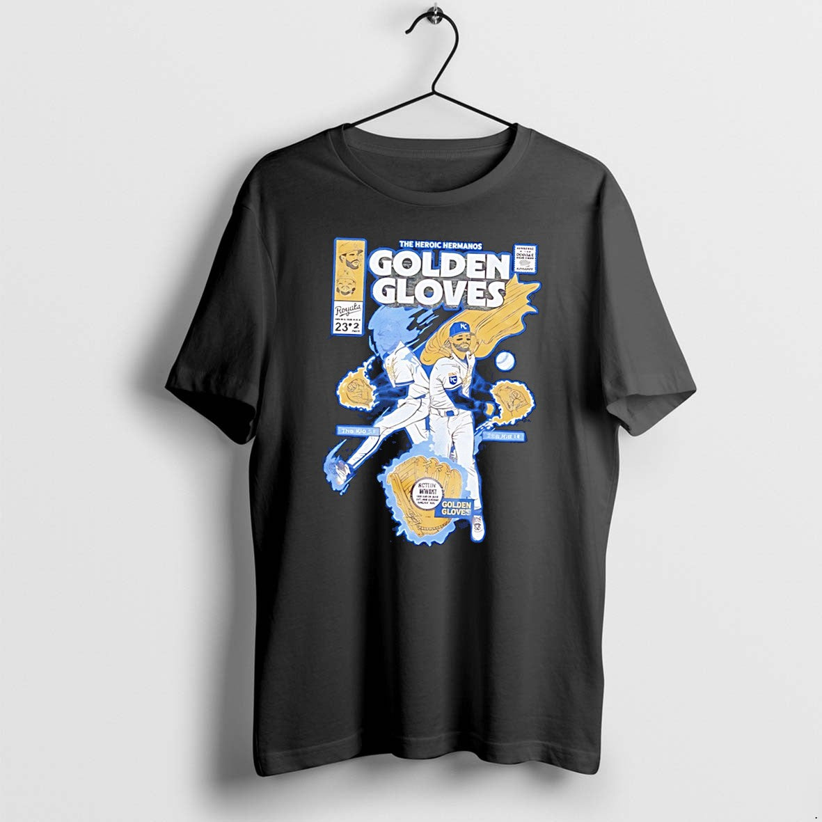 Official Golden Gloves Kc Royals Comic Jpg - Adult & Kids T-Shirts, Sweatshirts & Hoodies apparel design preview 1