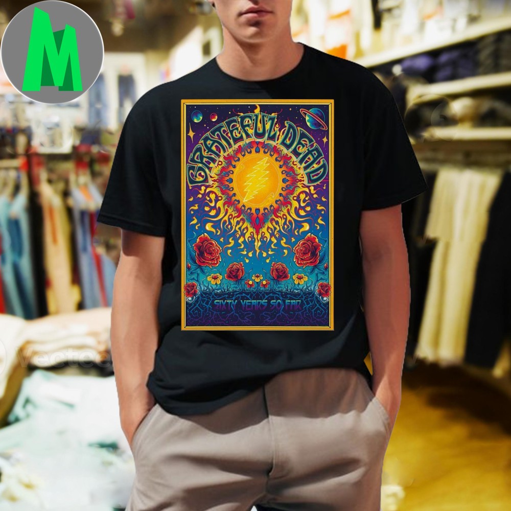 Grateful Dead 60th Anniversary Psychedelic Sun Roses - Adult & Kids T-Shirts, Sweatshirts & Hoodies apparel design preview 1