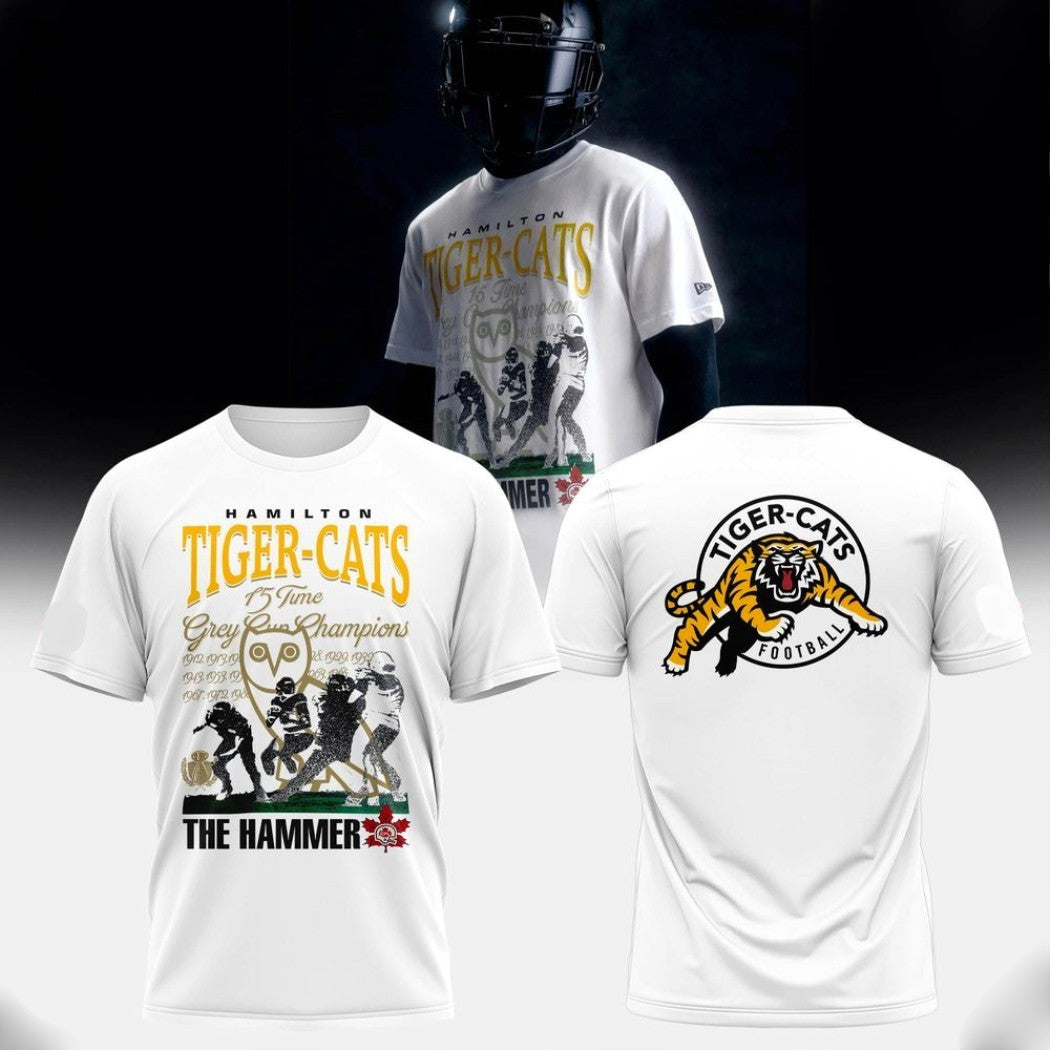 Hamilton Tiger-Cats 15-Time Grey Cup Champions CFL - Adult & Kids T-Shirts, Sweatshirts & Hoodies apparel design preview 1