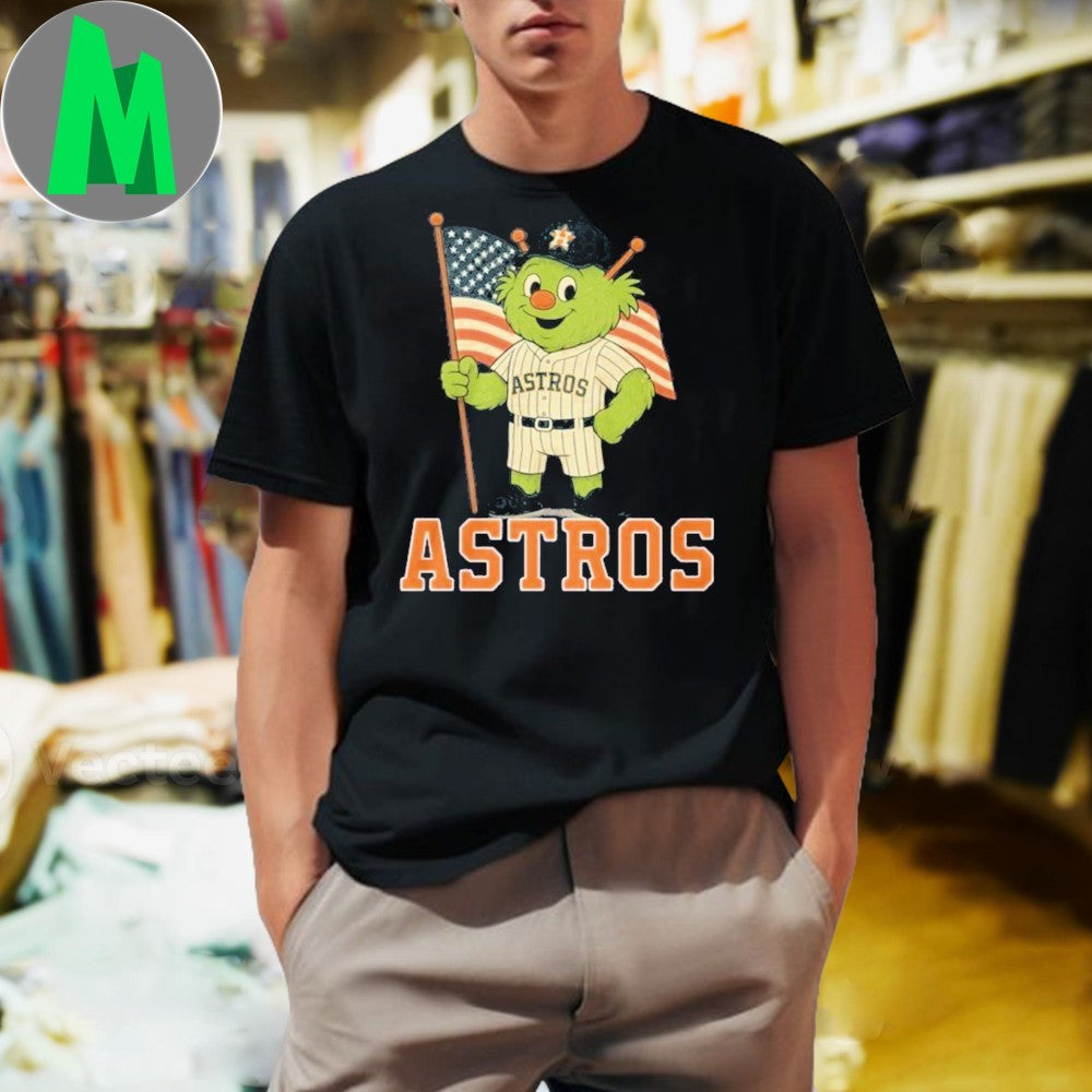 Houston Astros 4th Of July American Flag Mascot MLB - Adult & Kids T-Shirts, Sweatshirts & Hoodies apparel design preview 1