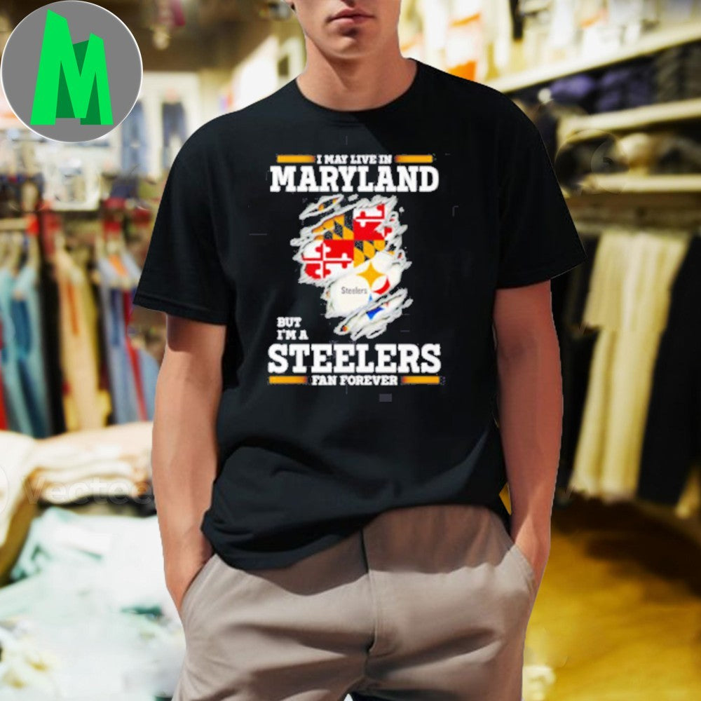 I may live in Maryland but I'm a Steelers fan forever - Adult & Kids T-Shirts, Sweatshirts & Hoodies apparel design preview 1