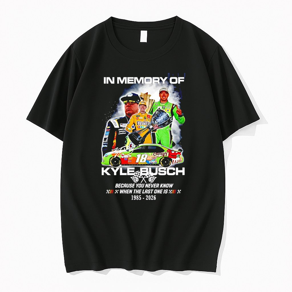 Official In Memory Of Kyle Busch Rowdy Nascar Legend - Adult & Kids T-Shirts, Sweatshirts & Hoodies apparel design preview 1