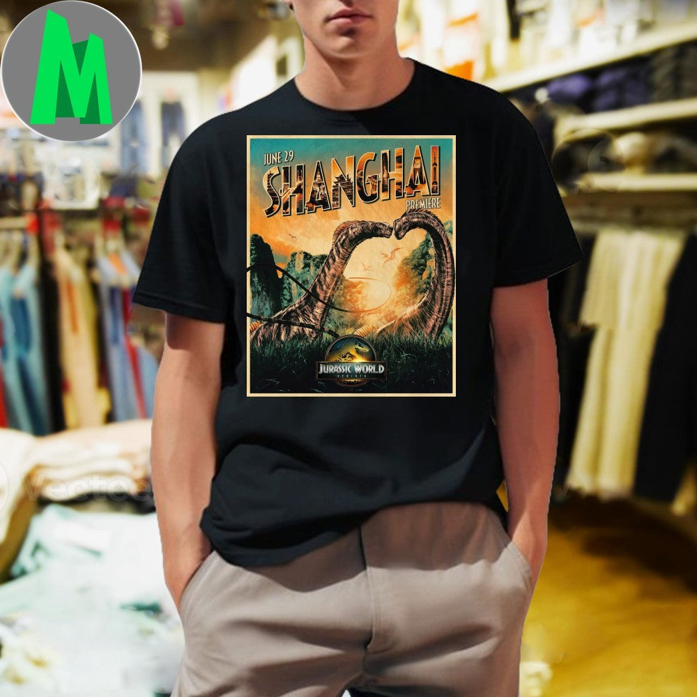 Jurassic World Rebirth Shanghai Premiere Movie Poster - Adult & Kids T-Shirts, Sweatshirts & Hoodies apparel design preview 1