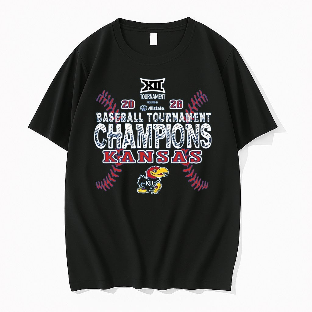 Official Kansas Jayhawks Big 12 Baseball Tournament - Adult & Kids T-Shirts, Sweatshirts & Hoodies apparel design preview 1