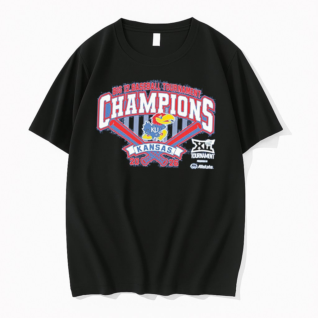 Official Kansas Jayhawks Big 12 Baseball Tournament - Adult & Kids T-Shirts, Sweatshirts & Hoodies apparel design preview 1