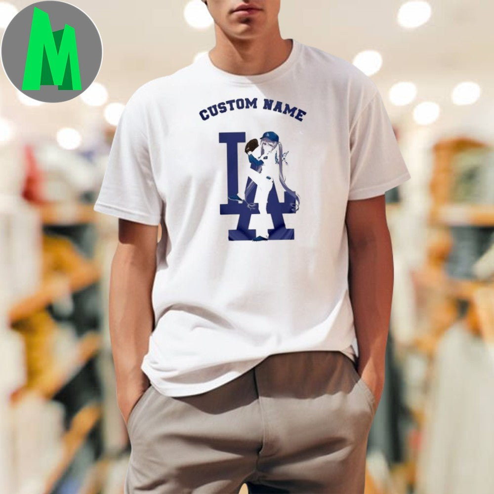 Los Angeles Dodgers Biboo Hololive Anime Baseball - Adult & Kids T-Shirts, Sweatshirts & Hoodies apparel design preview 1