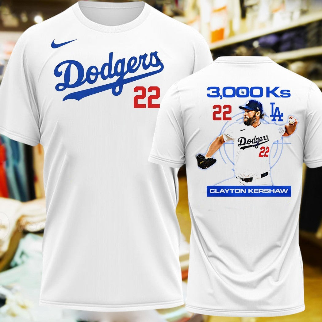 Los Angeles Dodgers x Clayton Kershaw 3000 Strikeouts - Adult & Kids T-Shirts, Sweatshirts & Hoodies apparel design preview 1