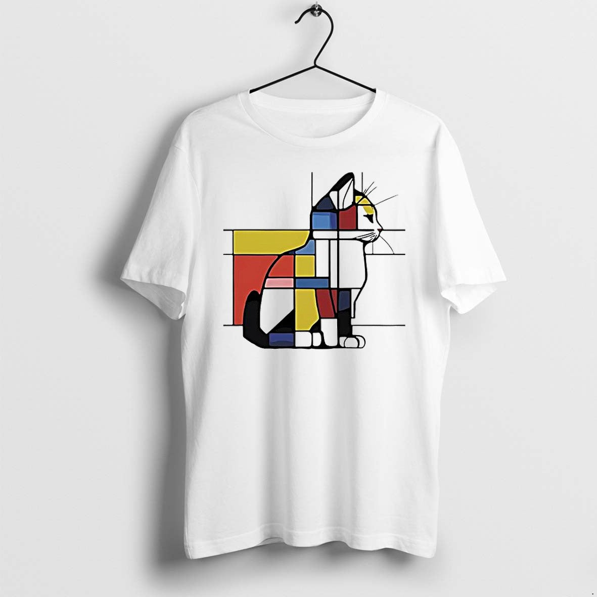 Official Mondrian Style Geometric Cat Jpg - Adult & Kids T-Shirts, Sweatshirts & Hoodies apparel design preview 1