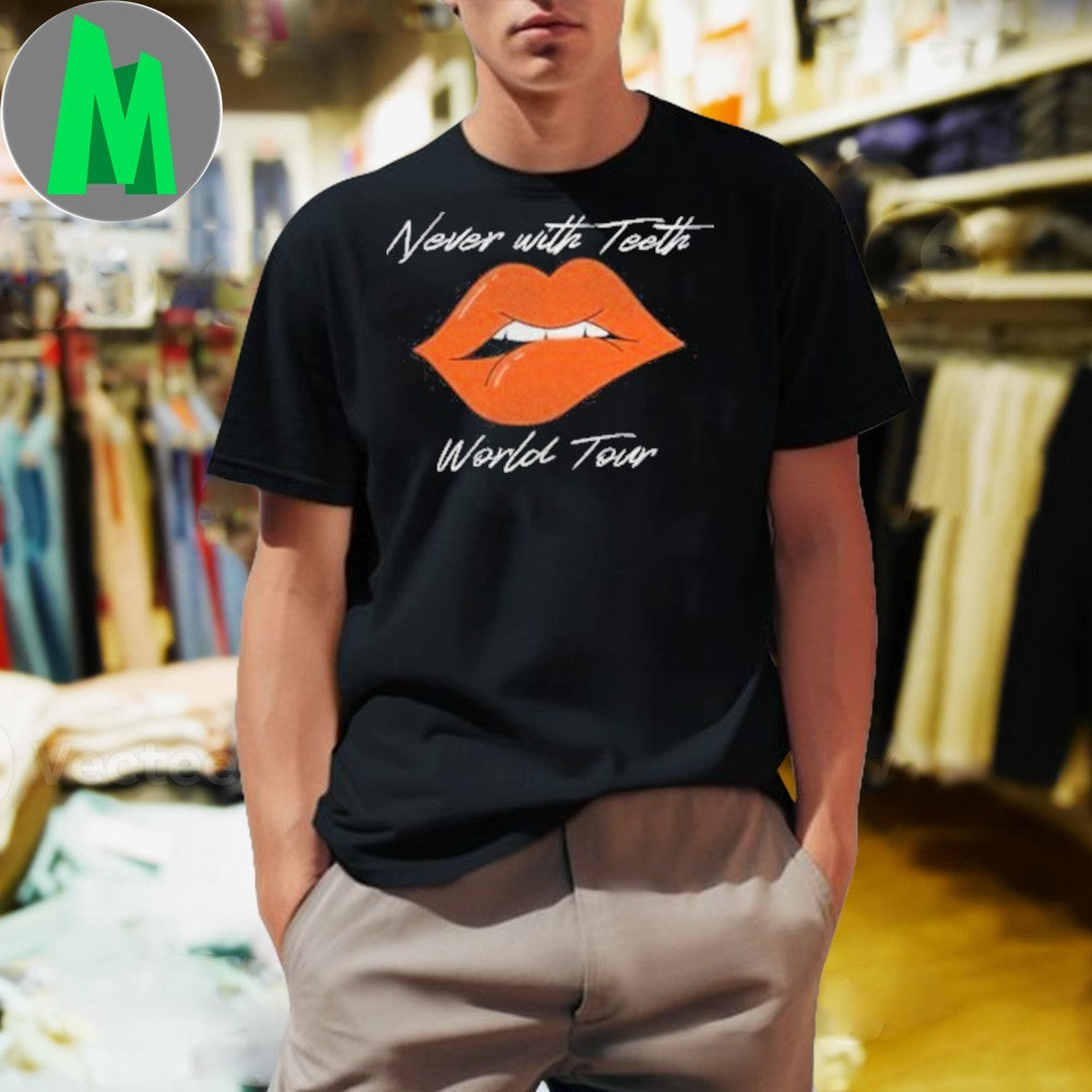 Never With Teeth World Tour Lips Fang Graphic Fan - Adult & Kids T-Shirts, Sweatshirts & Hoodies apparel design preview 1