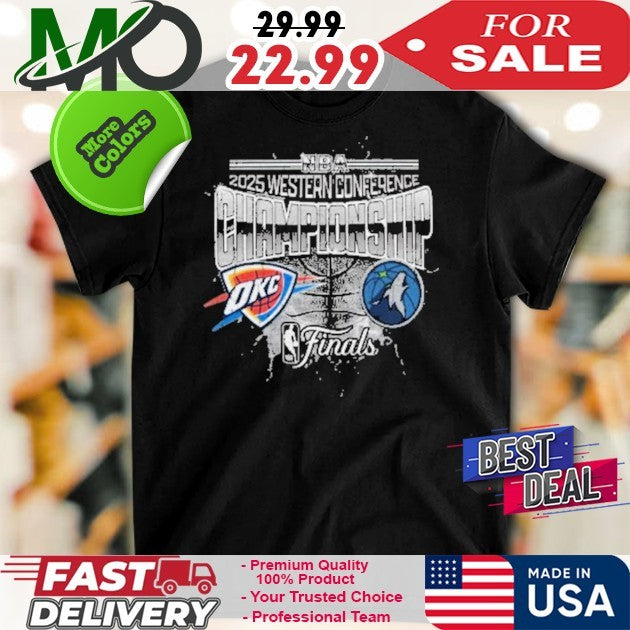 New Era Oklahoma City Thunder Black 2025 Conference - Adult & Kids T-Shirts, Sweatshirts & Hoodies apparel design preview 1