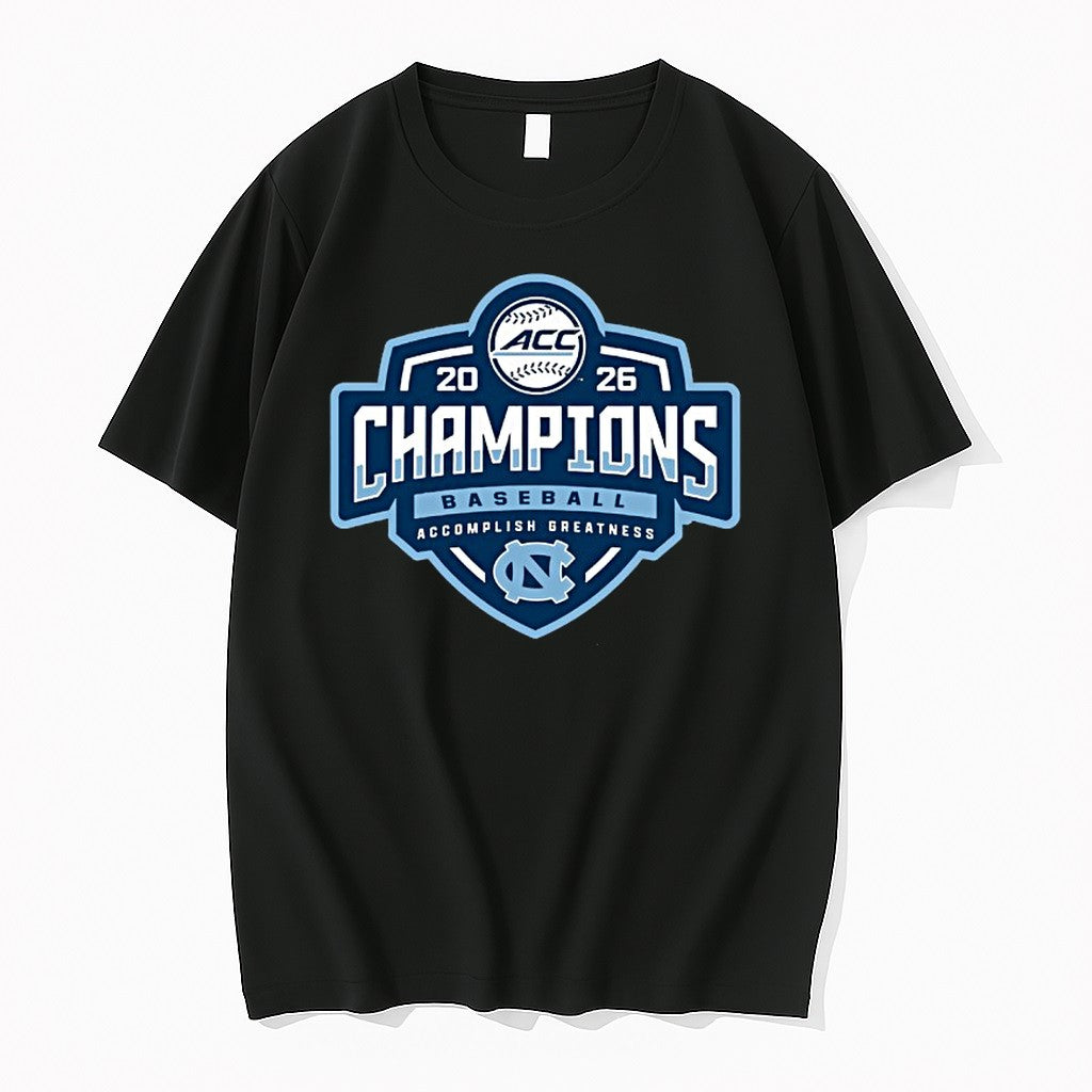 Official North Carolina Tar Heels 2026 Acc Baseball - Adult & Kids T-Shirts, Sweatshirts & Hoodies apparel design preview 1