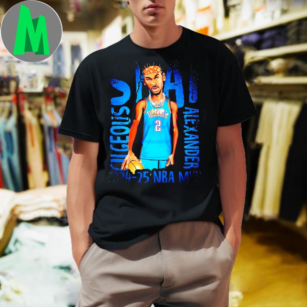 Number 2 Shai Gilgeous-Alexander 2025 NBA MVP Cartoon - Adult & Kids T-Shirts, Sweatshirts & Hoodies apparel design preview 1