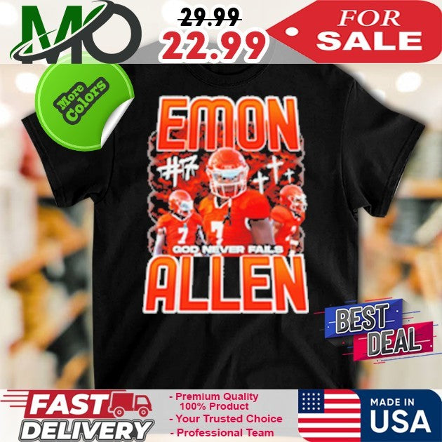 Number 7 God Never Fails Emon Allen - Adult & Kids T-Shirts, Sweatshirts & Hoodies apparel design preview 1