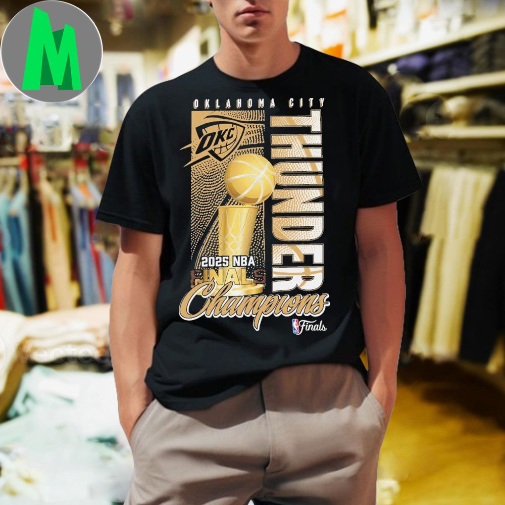 OKC Thunder 2025 NBA Finals Champions Golden Trophy - Adult & Kids T-Shirts, Sweatshirts & Hoodies apparel design preview 1