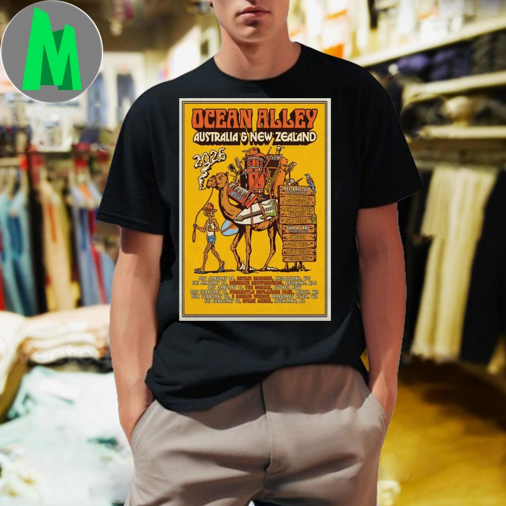 Ocean Alley 2026 Australia New Zealand Tour Poster - Adult & Kids T-Shirts, Sweatshirts & Hoodies apparel design preview 1