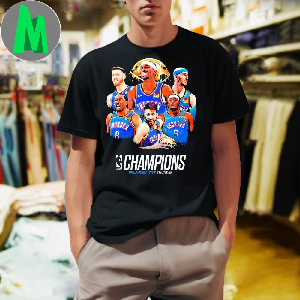 Oklahoma City Thunder 2025 Nba Champions Star Lineup - Adult & Kids T-Shirts, Sweatshirts & Hoodies apparel design preview 1