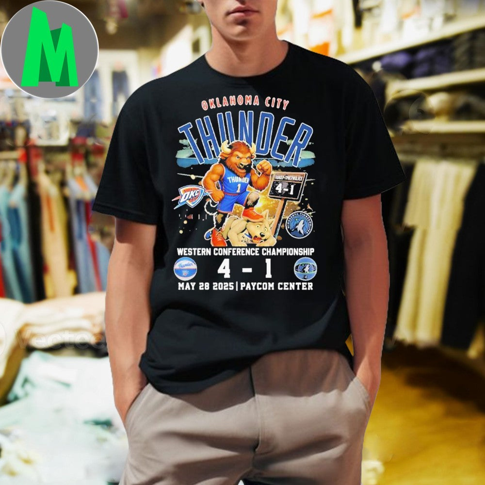 Oklahoma City Thunder 4-1 Minnesota Timberwolves 2025 - Adult & Kids T-Shirts, Sweatshirts & Hoodies apparel design preview 1