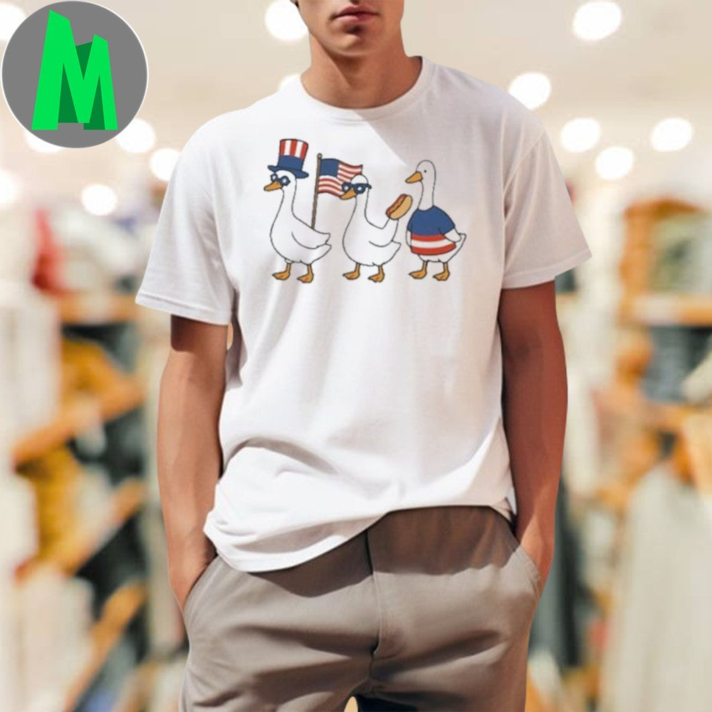 Patriotic Geese 4th of July Independence Day Graphic - Adult & Kids T-Shirts, Sweatshirts & Hoodies apparel design preview 1