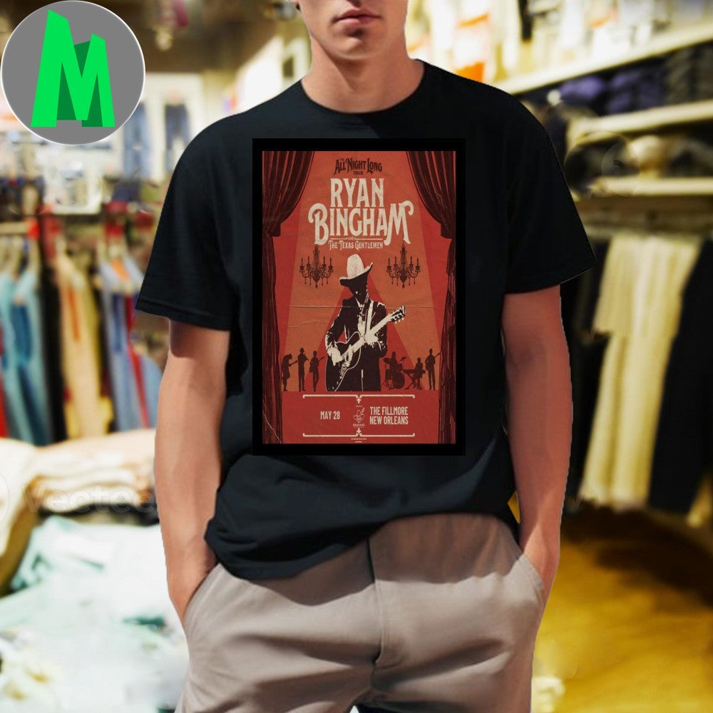 Ryan Bingham The Texas Gentlemen All Night Long Tour - Adult & Kids T-Shirts, Sweatshirts & Hoodies apparel design preview 1