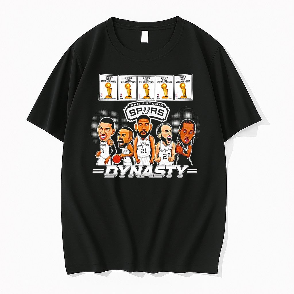 Official San Antonio Spurs Dynasty Nba Champions - Adult & Kids T-Shirts, Sweatshirts & Hoodies apparel design preview 1