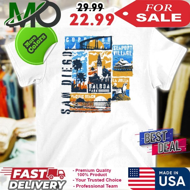 San Diego Collage Kona Coffee Dyed - Adult & Kids T-Shirts, Sweatshirts & Hoodies apparel design preview 1