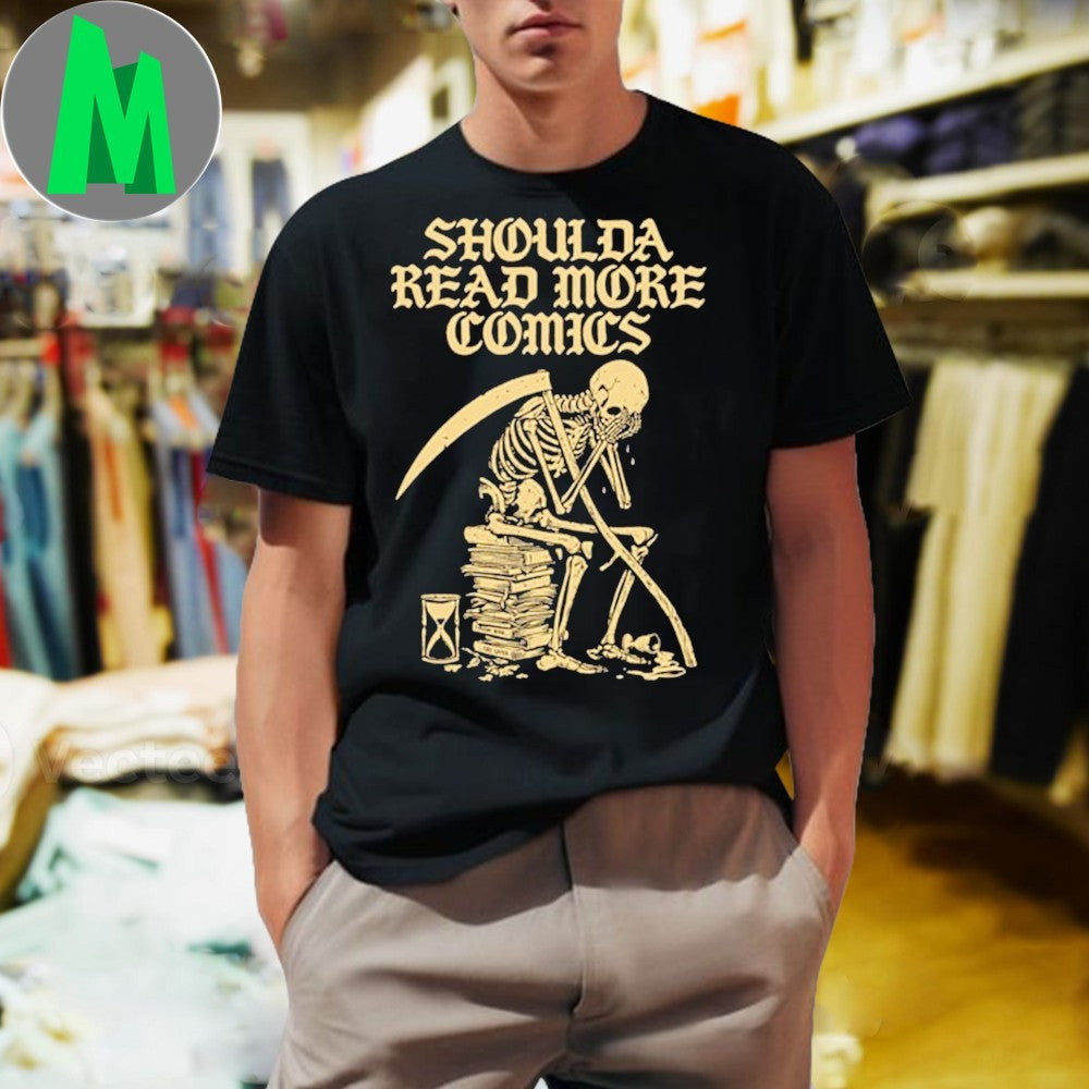 Shoulda Read More Comics Grim Reaper Skeleton Graphic - Adult & Kids T-Shirts, Sweatshirts & Hoodies apparel design preview 1
