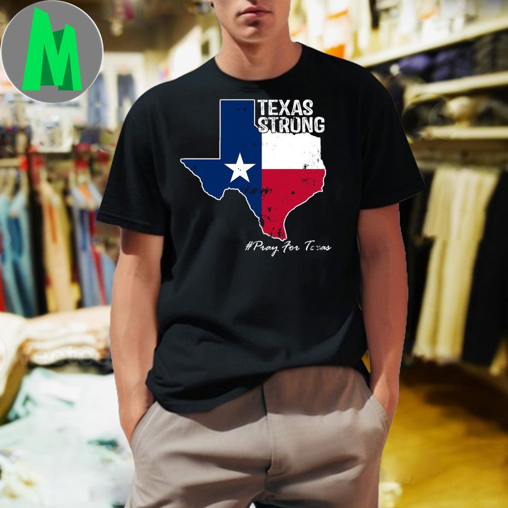 Texas Strong Pray For Flag Map - Adult & Kids T-Shirts, Sweatshirts & Hoodies apparel design preview 1