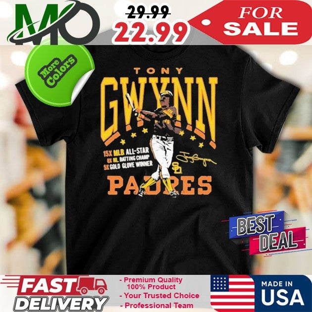 Tony Gwynn San Diego Padres 5X Gold Glove Winner - Adult & Kids T-Shirts, Sweatshirts & Hoodies apparel design preview 1