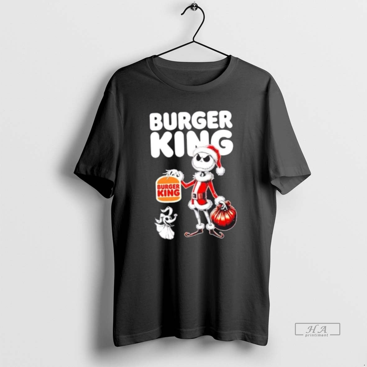 Official Trendy Burger King X Jack Skellington Santa - Adult & Kids T-Shirts, Sweatshirts & Hoodies apparel design preview 1