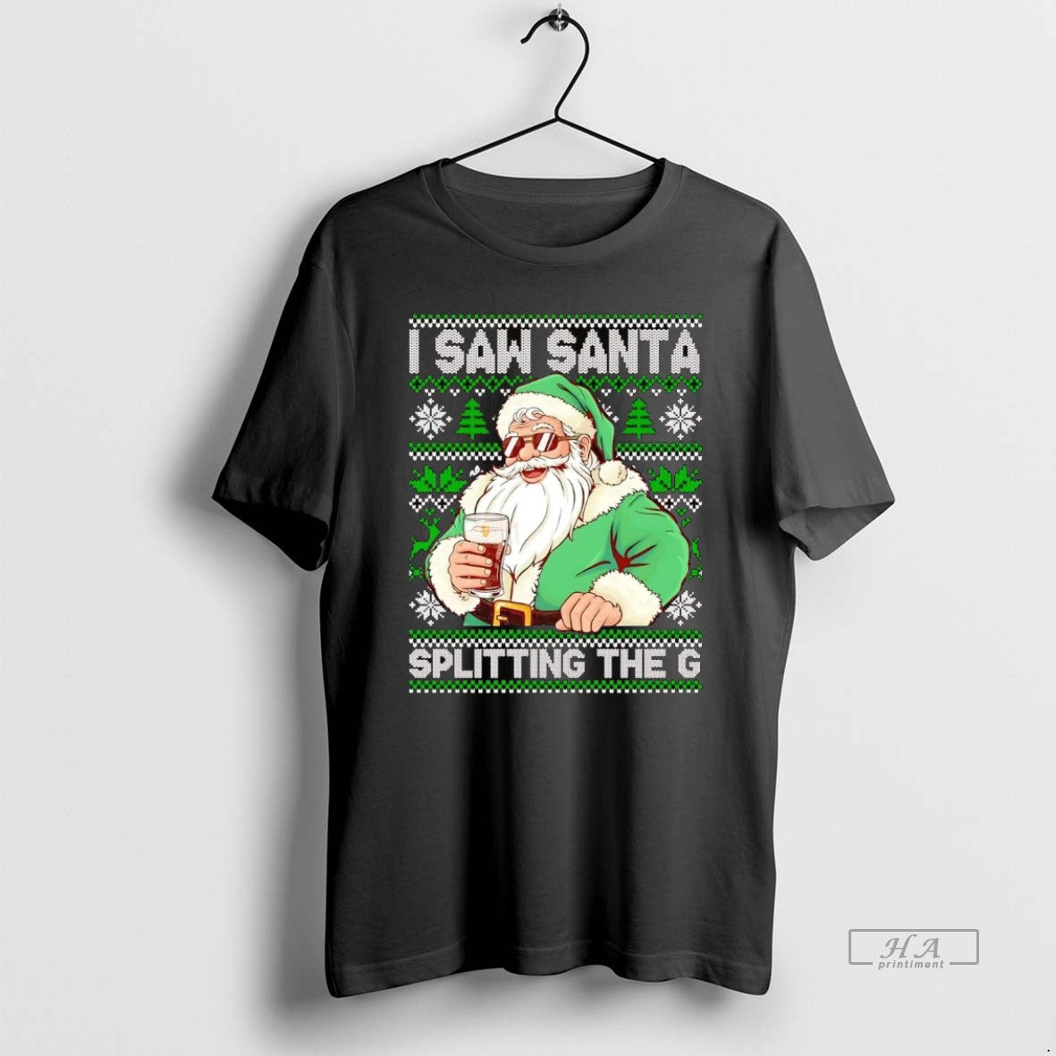 Official Trendy I Saw Santa Splitting The G Guinness - Adult & Kids T-Shirts, Sweatshirts & Hoodies apparel design preview 1