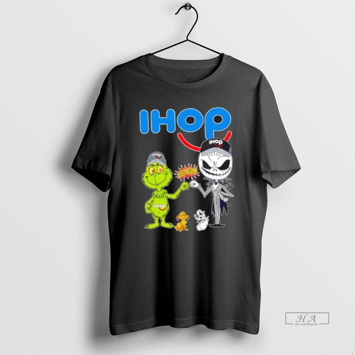 Official Trendy Ihop X Grinch And Jack Skellington - Adult & Kids T-Shirts, Sweatshirts & Hoodies apparel design preview 1