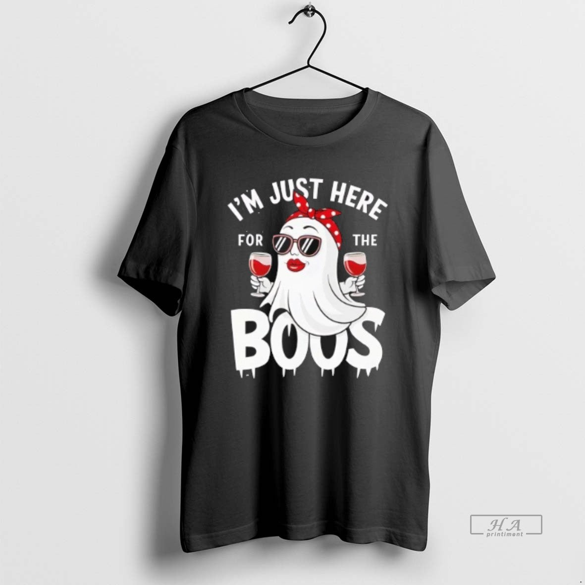Official Trendy Im Just Here For The Boos Ghost - Adult & Kids T-Shirts, Sweatshirts & Hoodies apparel design preview 1