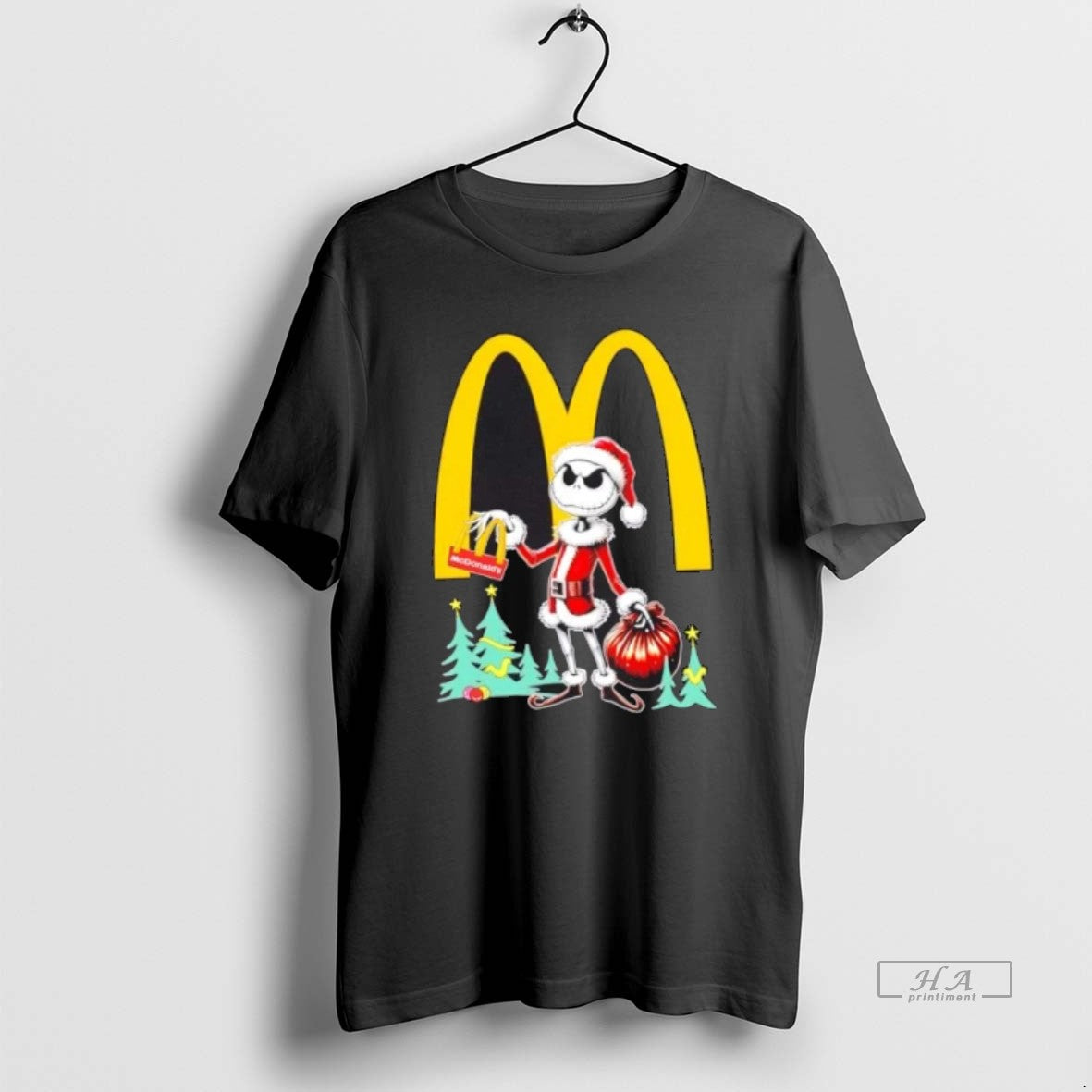 Official Trendy Mcdonalds X Jack Skellington Santa - Adult & Kids T-Shirts, Sweatshirts & Hoodies apparel design preview 1