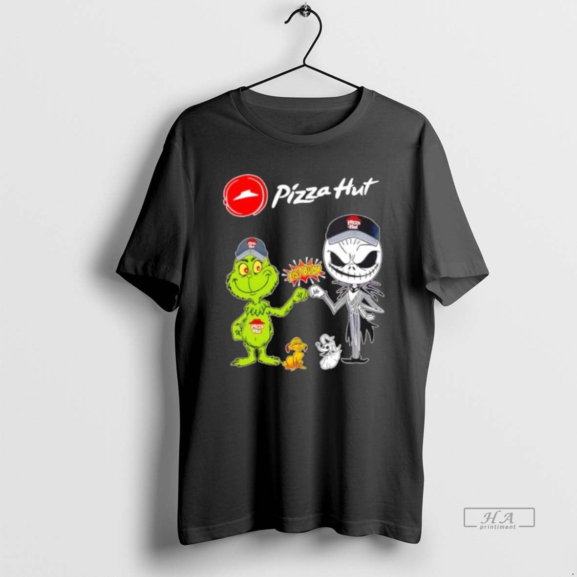 Official Trendy Pizza Hut X Grinch And Jack - Adult & Kids T-Shirts, Sweatshirts & Hoodies apparel design preview 1