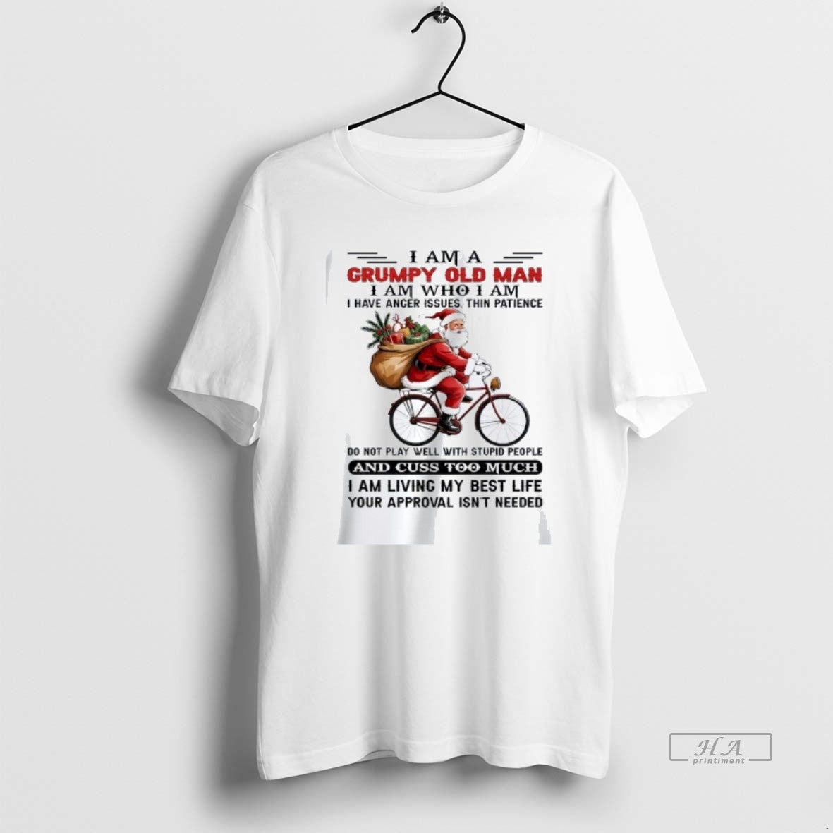 Official Trendy Santa Riding Bike I Am A Grumpy Old - Adult & Kids T-Shirts, Sweatshirts & Hoodies apparel design preview 1