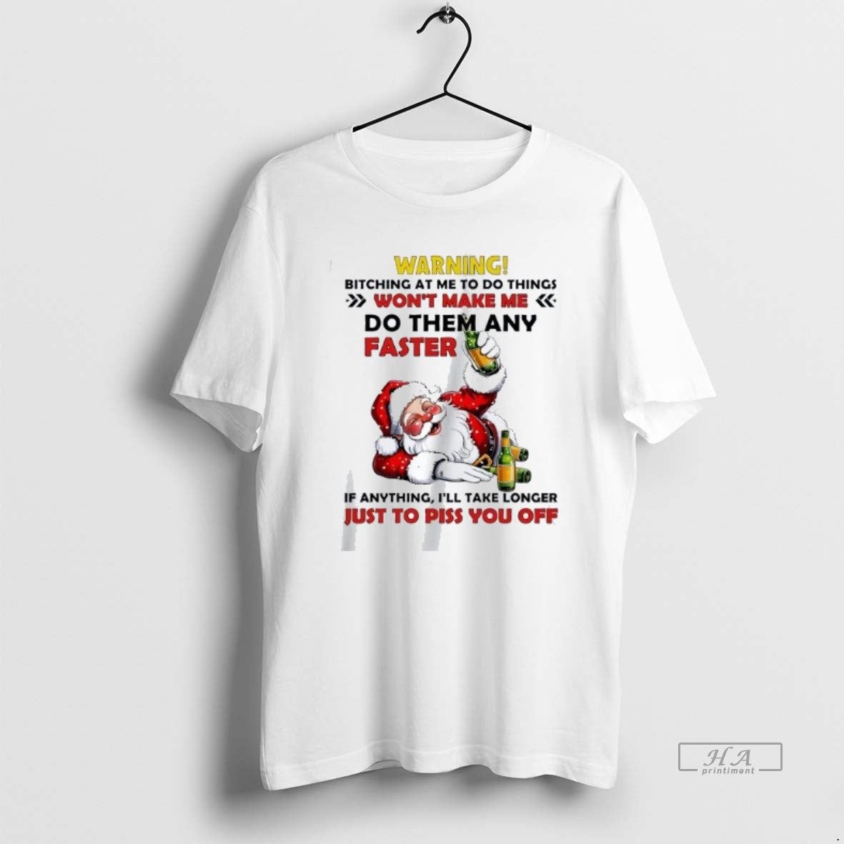 Official Trendy Santa Warning Bitching At Me To Do - Adult & Kids T-Shirts, Sweatshirts & Hoodies apparel design preview 1